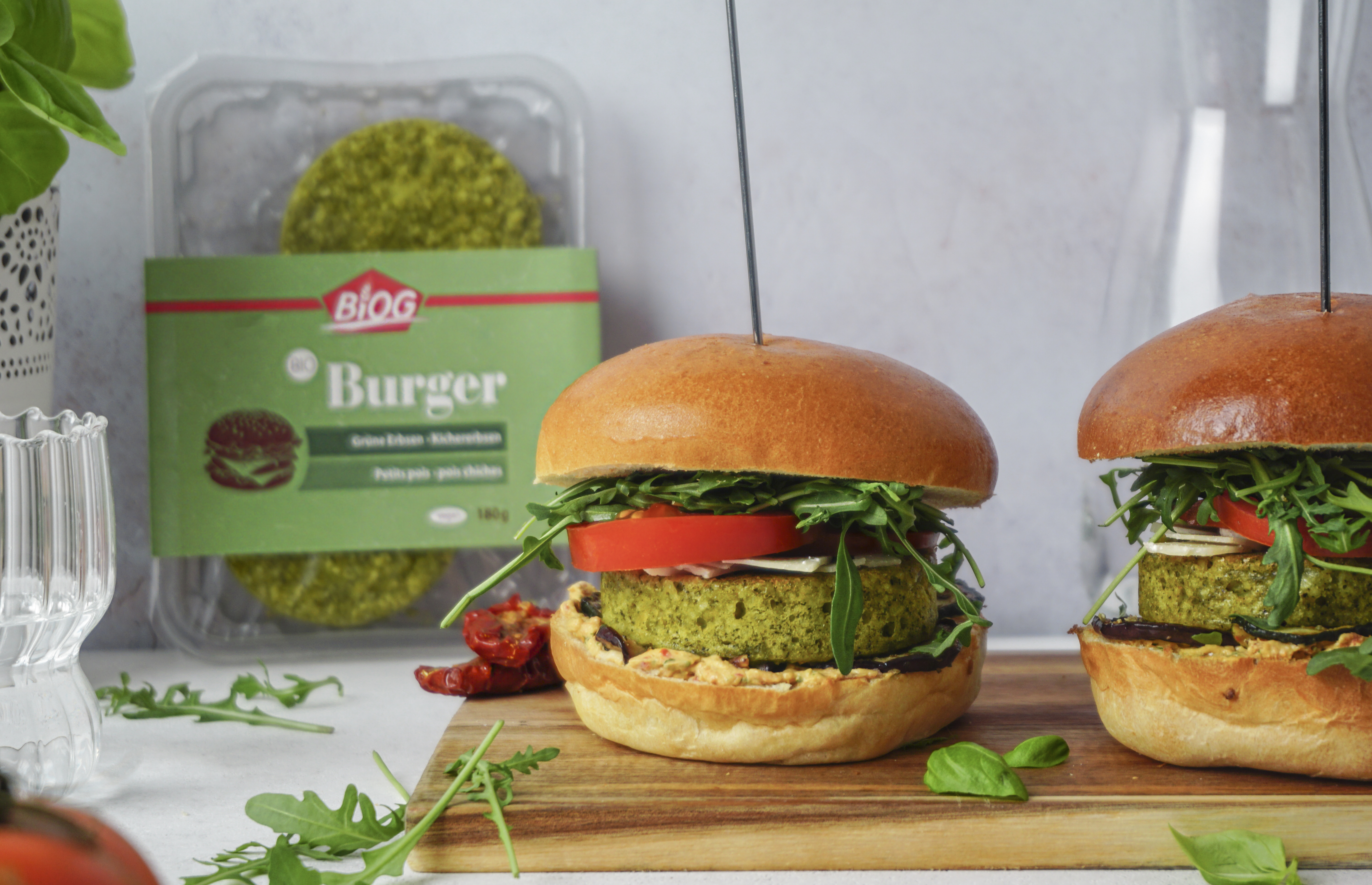 Italian Burger with Green Pea & Chickpea Patty